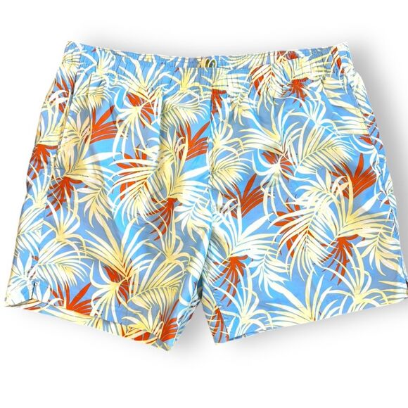 Laguna Originals Mens Swim Trunks Pull On Tropical Leaf Print Blue Size XXL NWOT - Picture 1 of 11
